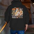 Trick Or Teach Groovy Teacher Halloween Floral Ghost Men Zip Up Hoodie Back Print, Groovy Teacher Hoodies, funny gift