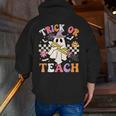 Trick Or Teach Groovy Teacher Halloween Retro Teacher Ghost Men Zip Up Hoodie Back Print, Groovy Teacher Hoodies, funny gift