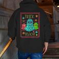 Trick Or Teach Neon Ghost Flower Teacher Spooky Halloween Men Zip Up Hoodie Back Print, funny gift