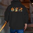 Turkey Reading Books Fall Thanksgiving Teacher Book Lovers Men Zip Up Hoodie Back Print, funny gift