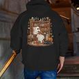 Vintage Ghost Book Reading Pumpkin Gothic Halloween Teachers Men Zip Up Hoodie Back Print, funny gift