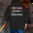 Vintage Teacher Knows More Than She Says Outfit Definition Men Zip Up Hoodie Back Print, funny gift