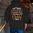 Will Trade Students For Candy Halloween Costume Teacher Men Zip Up Hoodie Back Print, funny gift Will Trade Students For Candy Halloween Costume Teacher Men Zip Up Hoodie Back Print, funny gift