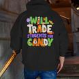 Will Trade Students For Candy Teacher Cute Halloween Costume Men Zip Up Hoodie Back Print, funny gift