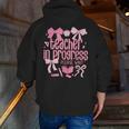 Women Teacher In Progress Coquette Pink Bow Future Teacher Men Zip Up Hoodie Back Print, Future Teacher Hoodies, funny gift
