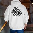 Back To School Checkered Apple Teacher Checkerboard Teacher For Men Women Girls Kids Men Zip Up Hoodie Back Print, funny gift