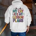 My Cat Ate My Lesson Plans Teacher Cat Humor Men Zip Up Hoodie Back Print, funny gift My Cat Ate My Lesson Plans Teacher Cat Humor Men Zip Up Hoodie Back Print, funny gift