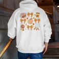 Coquette Bow Teacher Thanksgiving Fall Autumn Girls Women Men Zip Up Hoodie Back Print, funny gift
