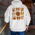 Coquette Teach Teacher Bows Thanksgiving Turkey Fall Autumn Men Zip Up Hoodie Back Print, funny gift