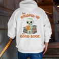 Cute Halloween Teacher Librarian Mummy Reading Books Men Zip Up Hoodie Back Print, funny gift