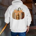 Fall Book Pumpkin Halloween Teacher Librarian Thanksgiving Men Zip Up Hoodie Back Print, funny gift