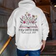 Floral Book a New Chapter Begins Retired Retirement Teacher Men Zip Up Hoodie Back Print, funny gift