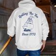 Fun 4th Of July Spilling The Tea Since 1773 History Teacher Men Zip Up Hoodie Back Print, History Teacher Hoodies, funny gift