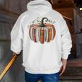 Halloween Teacher Librarians Fall Book Pumpkin Retro Reading Men Zip Up Hoodie Back Print, funny gift
