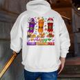 Happy Hallothanksmas Halloween Thanksgiving Pencils Teachers Men Zip Up Hoodie Back Print, funny gift