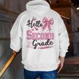 Hello Second Grade First Day Of School Coquette Teacher Girl Men Zip Up Hoodie Back Print, First Grade Teacher Hoodies, funny gift Hello Second Grade First Day Of School Coquette Teacher Girl Men Zip Up Hoodie Back Print, First Grade Teacher Hoodies, funny gift