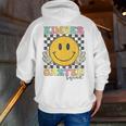Kindergarten Squad Smile Face Teachers Kids Back To School Men Zip Up Hoodie Back Print, funny gift