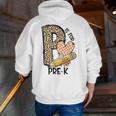 P Is For Pre K Teacher Leopard First Day Of School For Men Women Girls Kids Men Zip Up Hoodie Back Print, funny gift
