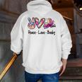 Peace Love Books Librarian Teacher Life Book Library Tie Dye Men Zip Up Hoodie Back Print, funny gift