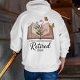 Retired 2025 A New Chapter Begins Retirement Teacher Book Men Zip Up Hoodie Back Print, funny gift