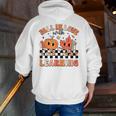Retro Fall In Love With Learning Autumn Pumpkin Teacher Men Zip Up Hoodie Back Print, funny gift