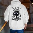 Science Teacher Appreciation Merch -Adults -Youth Grey Classic Fit Modern Science Theme Cartoon Men Zip Up Hoodie Back Print, Science Teacher Hoodies, funny gift