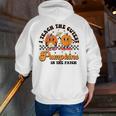 I Teach The Cutest Pumpkins In The Patch Halloween Teacher For Men Women Kids Men Zip Up Hoodie Back Print, funny gift