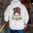 Teacher Life Messy Bun Glasses Leopard Sunflower Men Zip Up Hoodie Back Print, funny gift Teacher Life Messy Bun Glasses Leopard Sunflower Men Zip Up Hoodie Back Print, funny gift