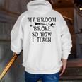 Teacher Witch Halloween My Broom Broke So Now I Teach For Men Women Men Zip Up Hoodie Back Print, funny gift Teacher Witch Halloween My Broom Broke So Now I Teach For Men Women Men Zip Up Hoodie Back Print, funny gift