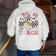 Trick Or Teach Groovy Teacher Halloween Retro Floral Ghost Men Zip Up Hoodie Back Print, Groovy Teacher Hoodies, funny gift
