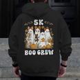 5K Boo Crew Halloween Teacher K5 Floral Ghost Trick Or Teach Men Zip Up Hoodie Back Print, funny design