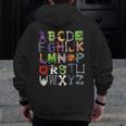 ABCs Alphabet Halloween Learning Kindergarten Teachers Men Zip Up Hoodie Back Print, funny design