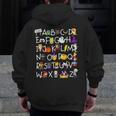Alphabet ABCs Halloween Characters Kindergarten Teacher Kids Men Zip Up Hoodie Back Print, funny design