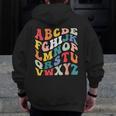 Alphabet Hi Back To School ABC Pre K Kindergarten Teacher Men Zip Up Hoodie Back Print, funny design