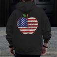 American Flag Teachers Students Apple 4th Of July Vintage Men Zip Up Hoodie Back Print, funny design