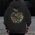 Apple Hearts Teacher Camouflage Clothing School Camo Apple For Men Women Girls Kids Men Zip Up Hoodie Back Print, funny design