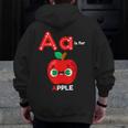 A Is For Apple Pre-K Kindergarten Teacher Student Men Zip Up Hoodie Back Print, funny design A Is For Apple Pre-K Kindergarten Teacher Student Men Zip Up Hoodie Back Print, funny design
