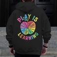 Apple Retro Play Is Learning Kindergarten Teacher Daycare Men Zip Up Hoodie Back Print, funny design