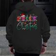 ASL Christmas Buffalo Plaid Teacher American Sign Language Men Zip Up Hoodie Back Print, funny design