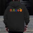 Back To School Cute Hungry Lover Fruits Teacher Men Zip Up Hoodie Back Print, funny design