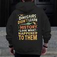 Back To School Dinosaur Social Studies Teacher Student Men Zip Up Hoodie Back Print, funny design