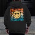 Back To School Groovy Smile Preschool Teachers Students Kids Men Zip Up Hoodie Back Print, funny design
