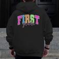 Back To School Neon Checkered First Grade Colorful Teacher Men Zip Up Hoodie Back Print, First Grade Teacher Gifts, funny design