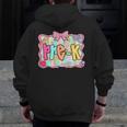 Back To School Pre-K Preppy Teacher Girl Men Zip Up Hoodie Back Print, funny design
