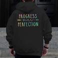 Back To School Progress Over Perfection Motivational Teacher Men Zip Up Hoodie Back Print, funny design