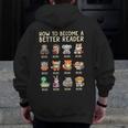 How To Become A Better Reader Animals Reading Teacher Men Zip Up Hoodie Back Print, funny design How To Become A Better Reader Animals Reading Teacher Men Zip Up Hoodie Back Print, funny design
