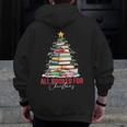 All Booked For Christmas Xmas Tree Teacher Holiday Pajamas Men Zip Up Hoodie Back Print, funny design All Booked For Christmas Xmas Tree Teacher Holiday Pajamas Men Zip Up Hoodie Back Print, funny design
