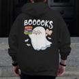 Books Halloween Librarian Teacher Reader Reading Book Lover Men Zip Up Hoodie Back Print, funny design