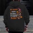 My Broom Broke So Now I Teach Music Teacher Halloween Men Zip Up Hoodie Back Print, funny design