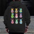Bunny Reading Books Easter Day Librarian Teacher Book Men Zip Up Hoodie Back Print, Easter Teacher Gifts, funny design